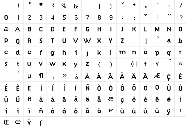 SimplexBold Regular Character Map SimplexBold Regular Character Map
