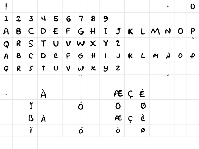 Simpsonfont Regular Character Map