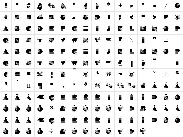 SinaloaICG Regular Character Map