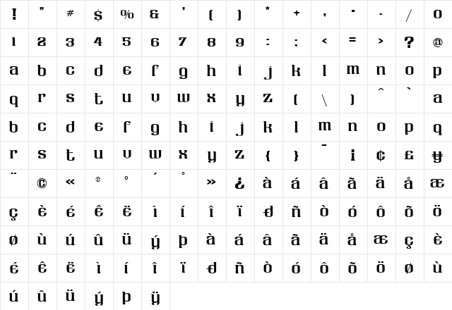 LHF Claretian Regular Character Map