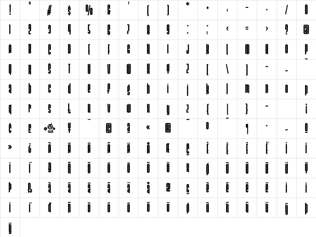 SlackCasual Bold Character Map