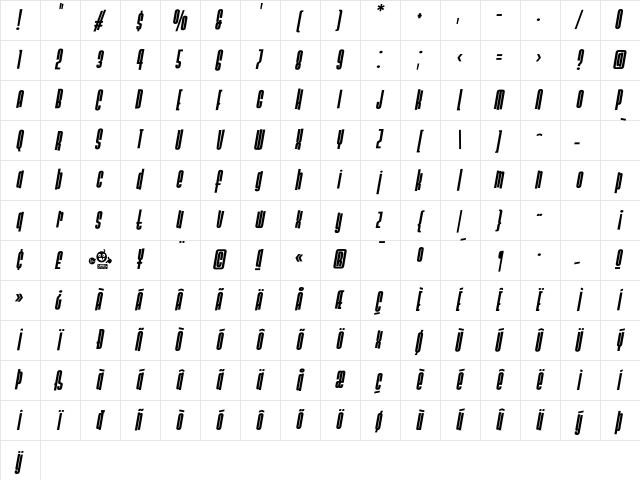SlackCasual BoldItalic Character Map