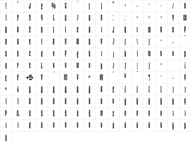 SlackCasual Medium Character Map