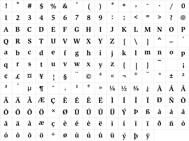 SlimbachEF Bold Character Map