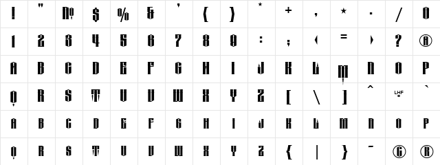 LHF Conclave SHARP reg Regular Character Map
