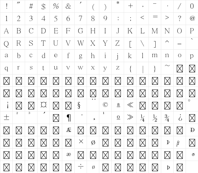 SMMyungjo Std Light Character Map