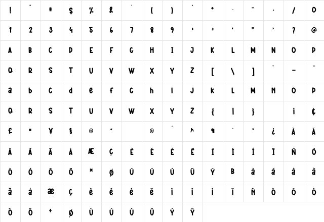 SMOOTH CHEESE Regular Character Map