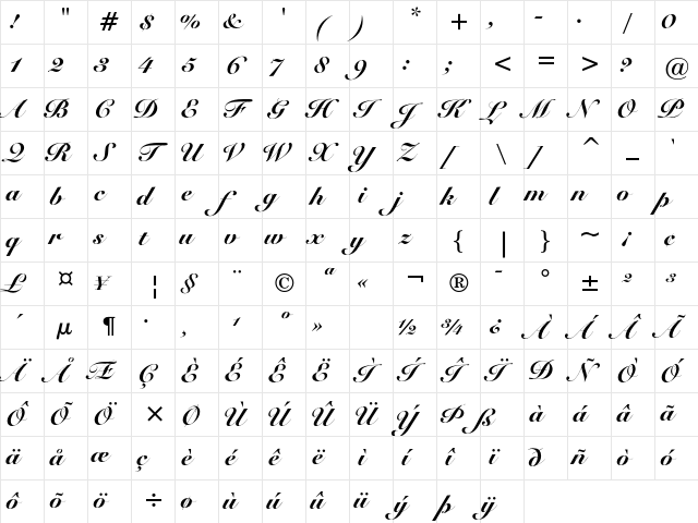 Snell Black Character Map