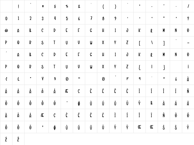 Snow Paradise Regular Character Map