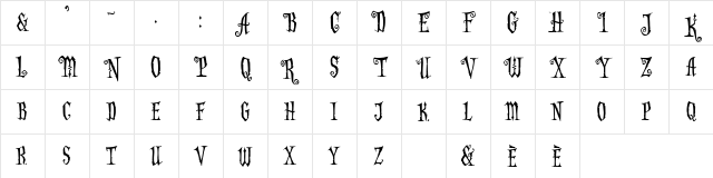 Addams Capitals Character Map