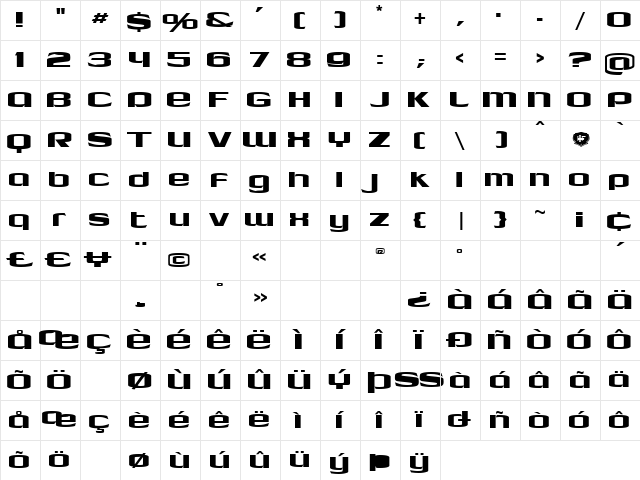 LHF Cool Blue Regular Character Map