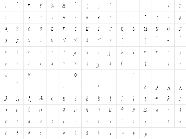 LHF David Design Regular Character Map LHF David Design Regular Character Map