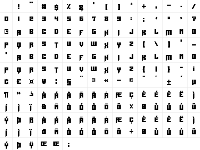 Space Shards Regular Character Map Space Shards Regular Character Map