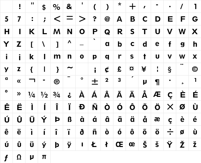 Spartan LT Std Heavy Classified Character Map Spartan LT Std Heavy Classified Character Map