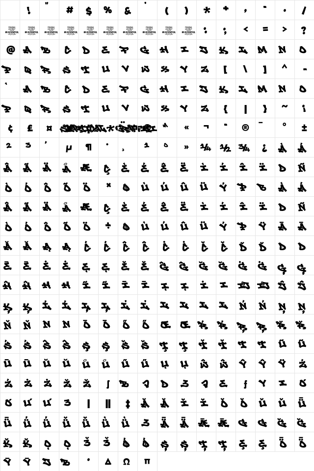 Spartical Graffiti PERSONAL USE Regular Character Map Spartical Graffiti PERSONAL USE Regular Character Map