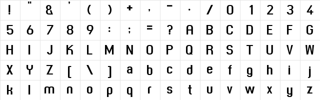 Spinn Bold Character Map