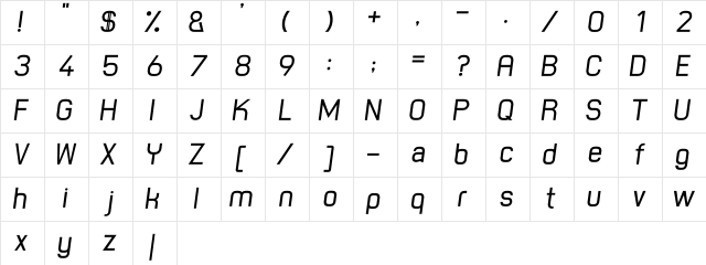 Spinn Italic Character Map