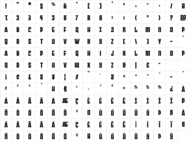 Splashpoint Academy Regular Character Map