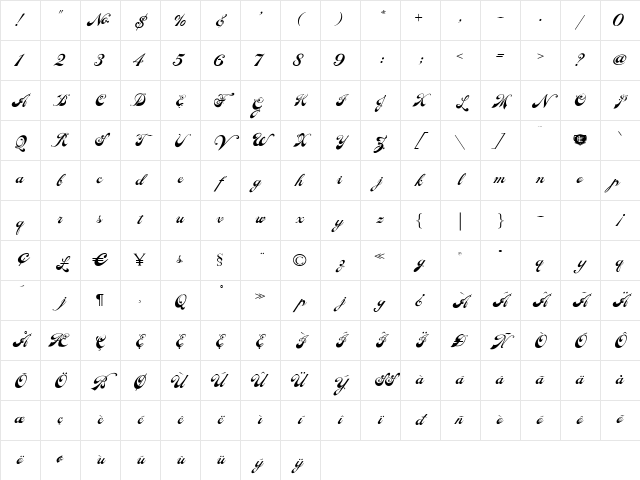 LHF Ephemera Regular Character Map
