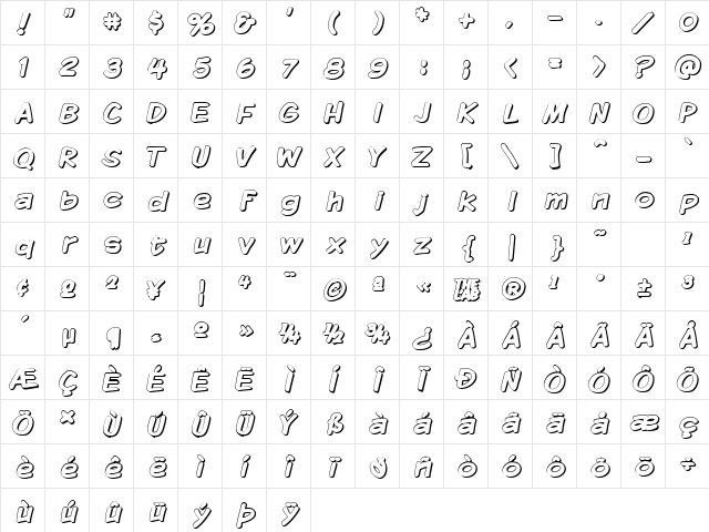 Komika Display - Shadow Regular Character Map
