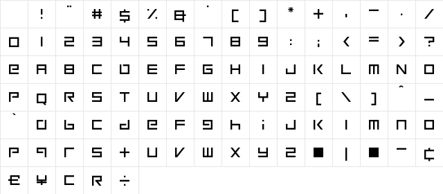 Square One Regular Character Map Square One Regular Character Map