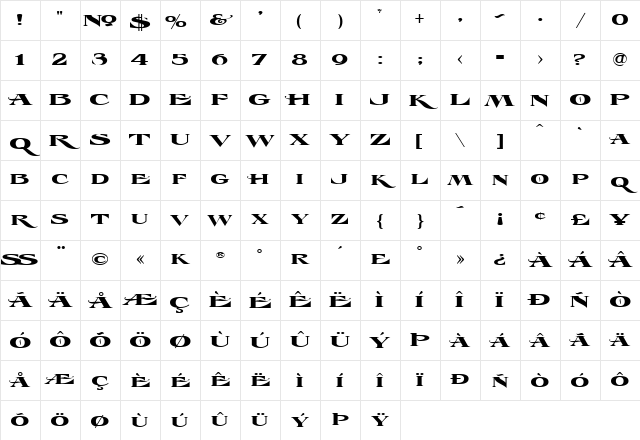LHF Esoteric 3 REG Regular Character Map LHF Esoteric 3 REG Regular Character Map