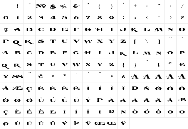 LHF Esoteric 3 SPURS Regular Character Map LHF Esoteric 3 SPURS Regular Character Map
