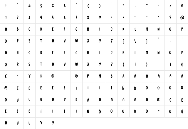 Star Brush Regular Character Map