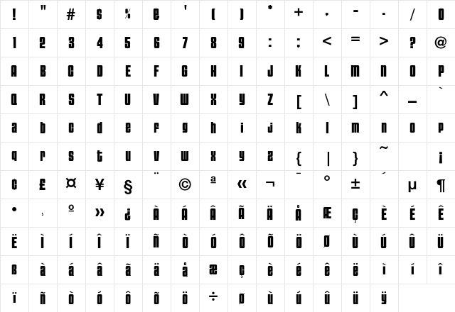 Stark Bold Character Map Stark Bold Character Map