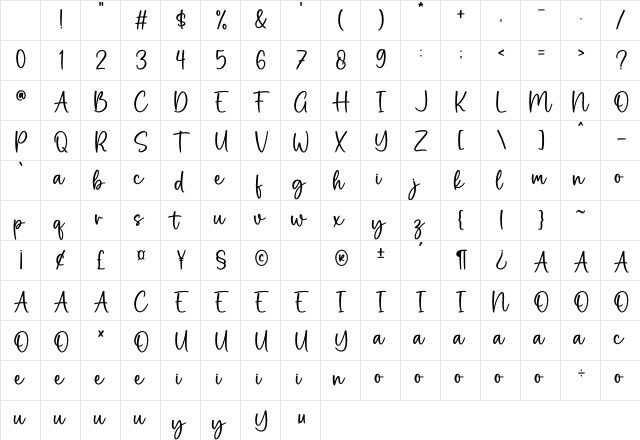 Stay Wild Regular Character Map