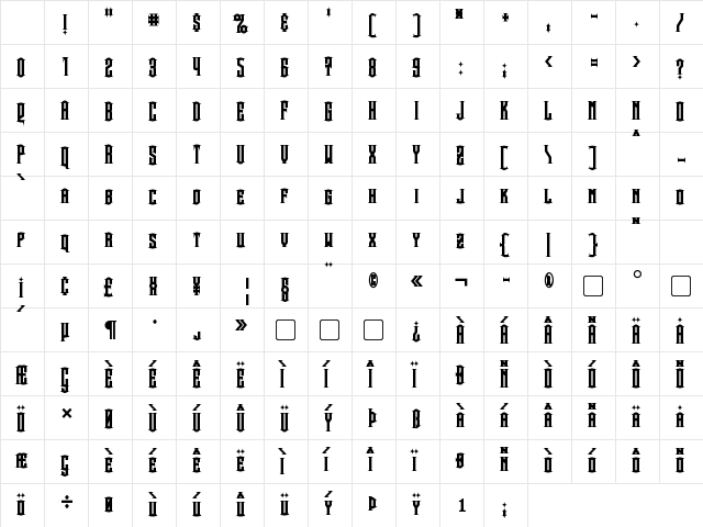 Steamwreck Bold Character Map Steamwreck Bold Character Map