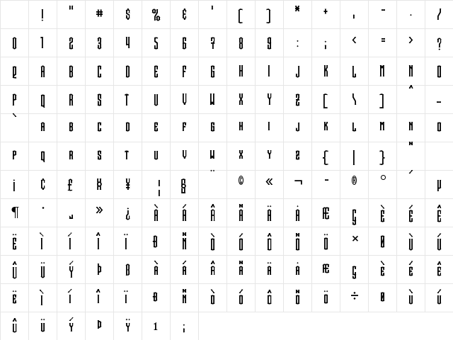 Steamwreck Regular Character Map Steamwreck Regular Character Map
