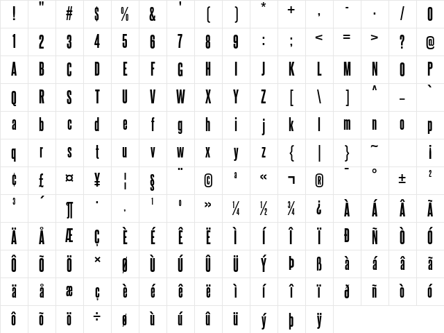 Steelfish ExtraBold Character Map