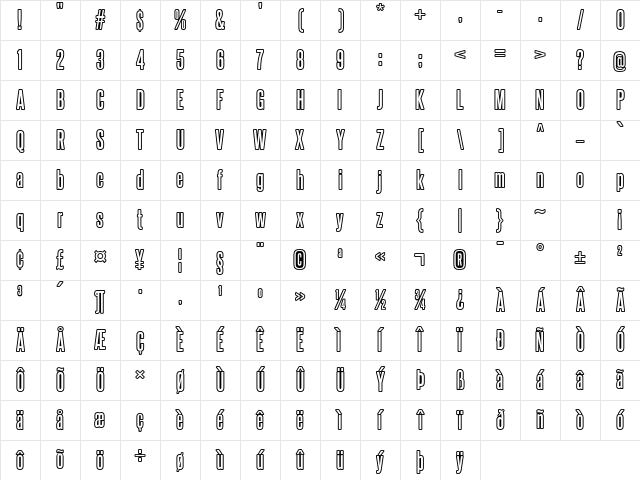 Steelfish Outline Character Map