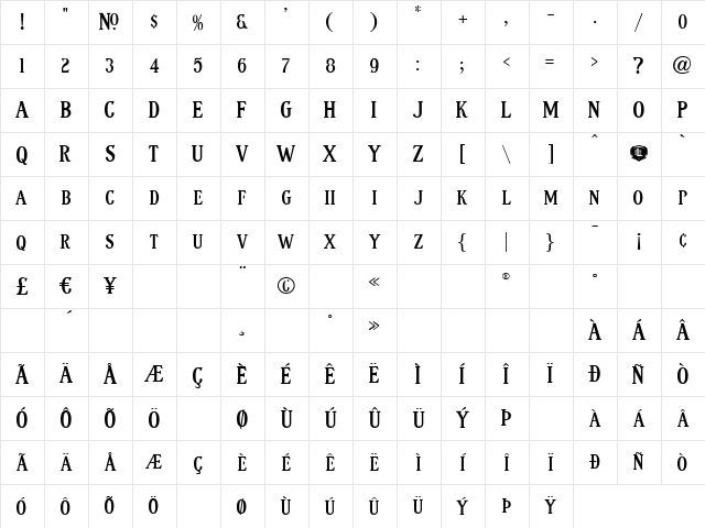 LHF Fairground REG Regular Character Map LHF Fairground REG Regular Character Map