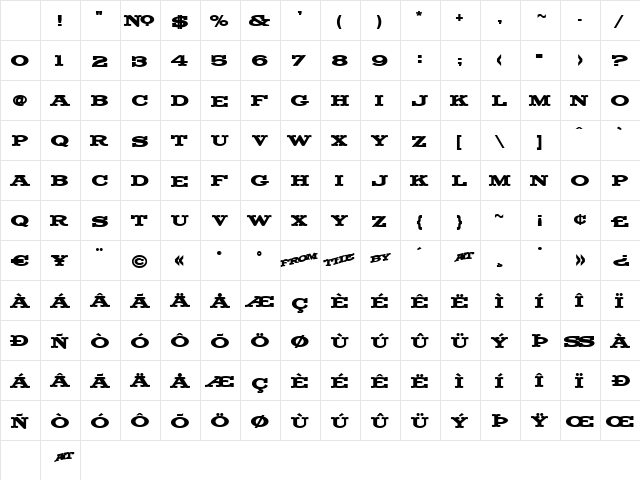 LHF Fancy Full Round BOLD Regular Character Map