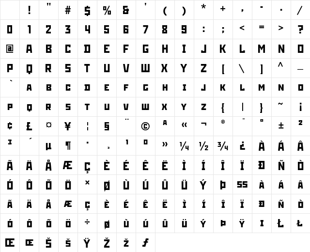 Stenberg ITC Regular Character Map Stenberg ITC Regular Character Map