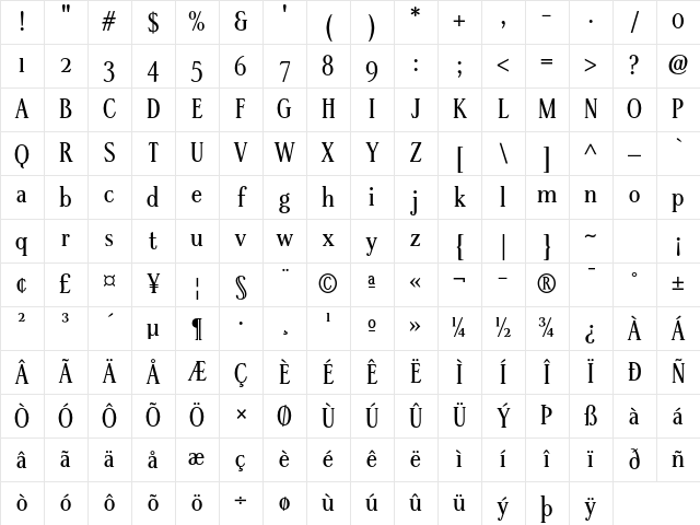 Stepp ITC Std Bold Character Map