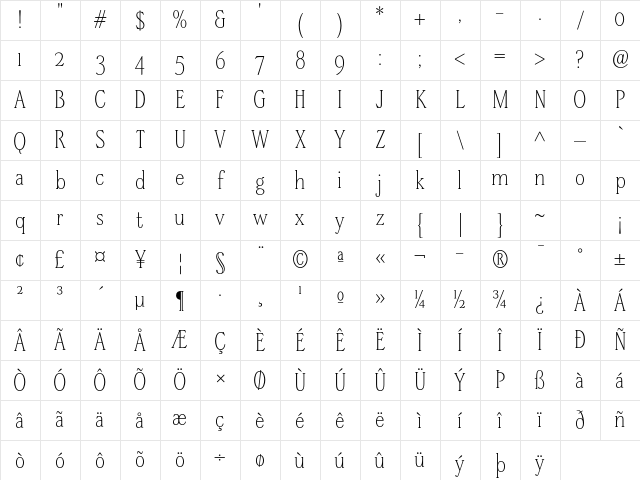 Stepp ITC Std Light Character Map