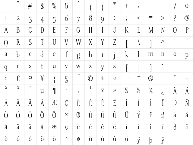 Stepp ITC Std Medium Character Map