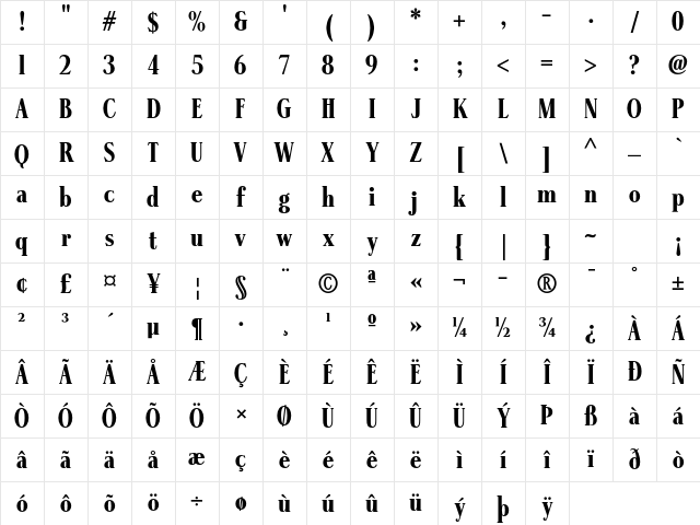 Stepp ITC Std Ultra Character Map