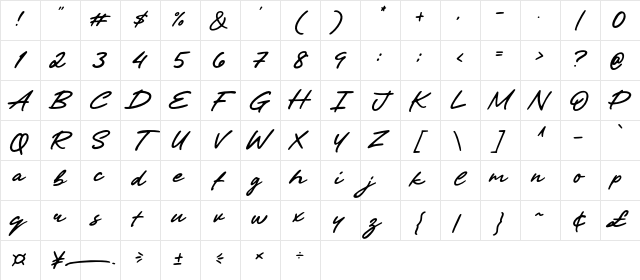 Stigmature Regular Character Map