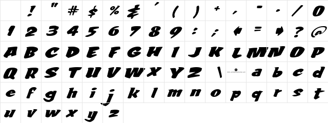 LHF Fat Tony ITALIC Regular Character Map
