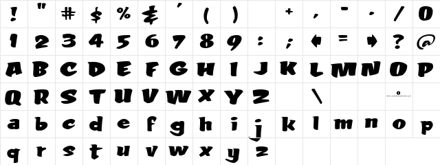 LHF Fat Tony REG Regular Character Map