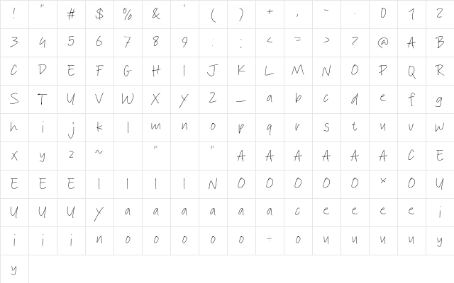 Stoke Note Regular Character Map