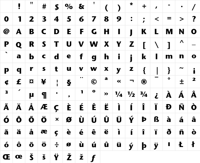 ITC Stone Sans Bold Character Map ITC Stone Sans Bold Character Map