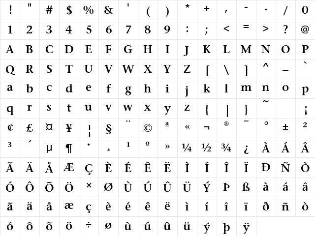 StoneSerifEF SemiBold Character Map StoneSerifEF SemiBold Character Map
