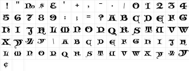 LHF Henderson Church Regular Character Map