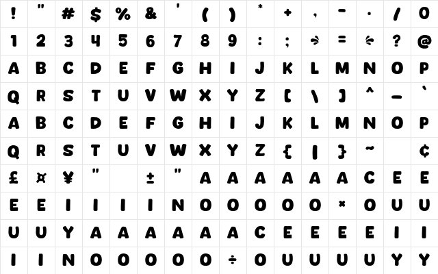 Stopbuck Regular Character Map Stopbuck Regular Character Map