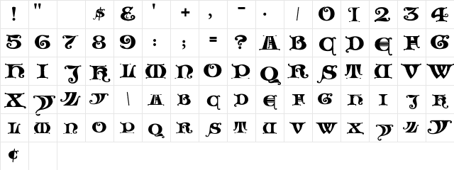 LHF Henderson Church Regular Character Map